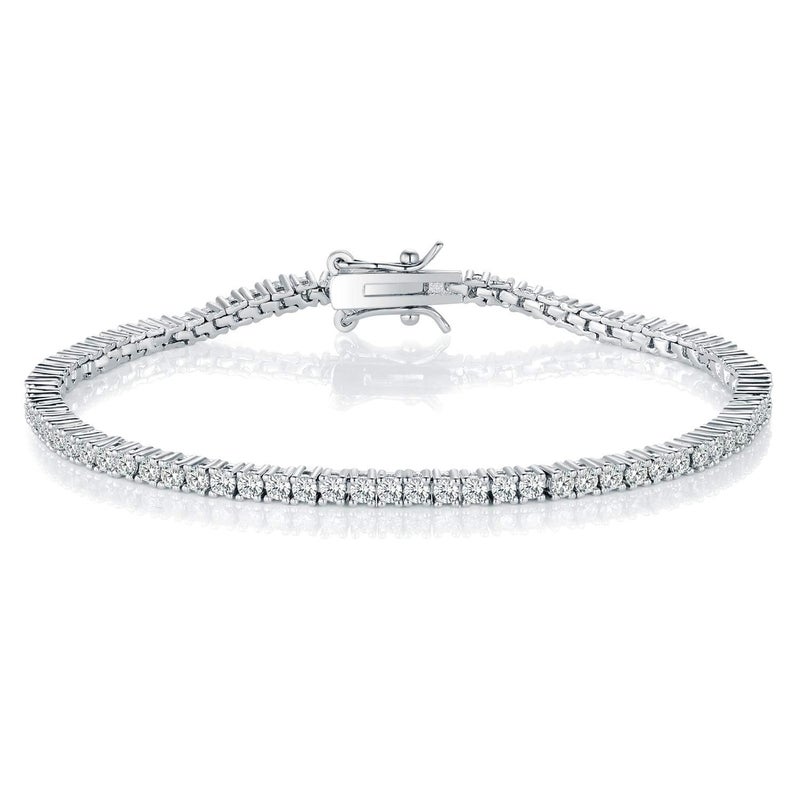 Gemsme 2.0MM Tennis Bracelet for Women and Men, 18K White Gold Plated Round 2mm Cubic Zirconia Classic Tennis Bracelet - Image 1